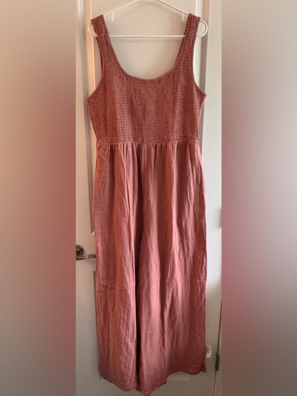 ASOS Rust Pink Sleeveless Linen-Blend Jumpsuit